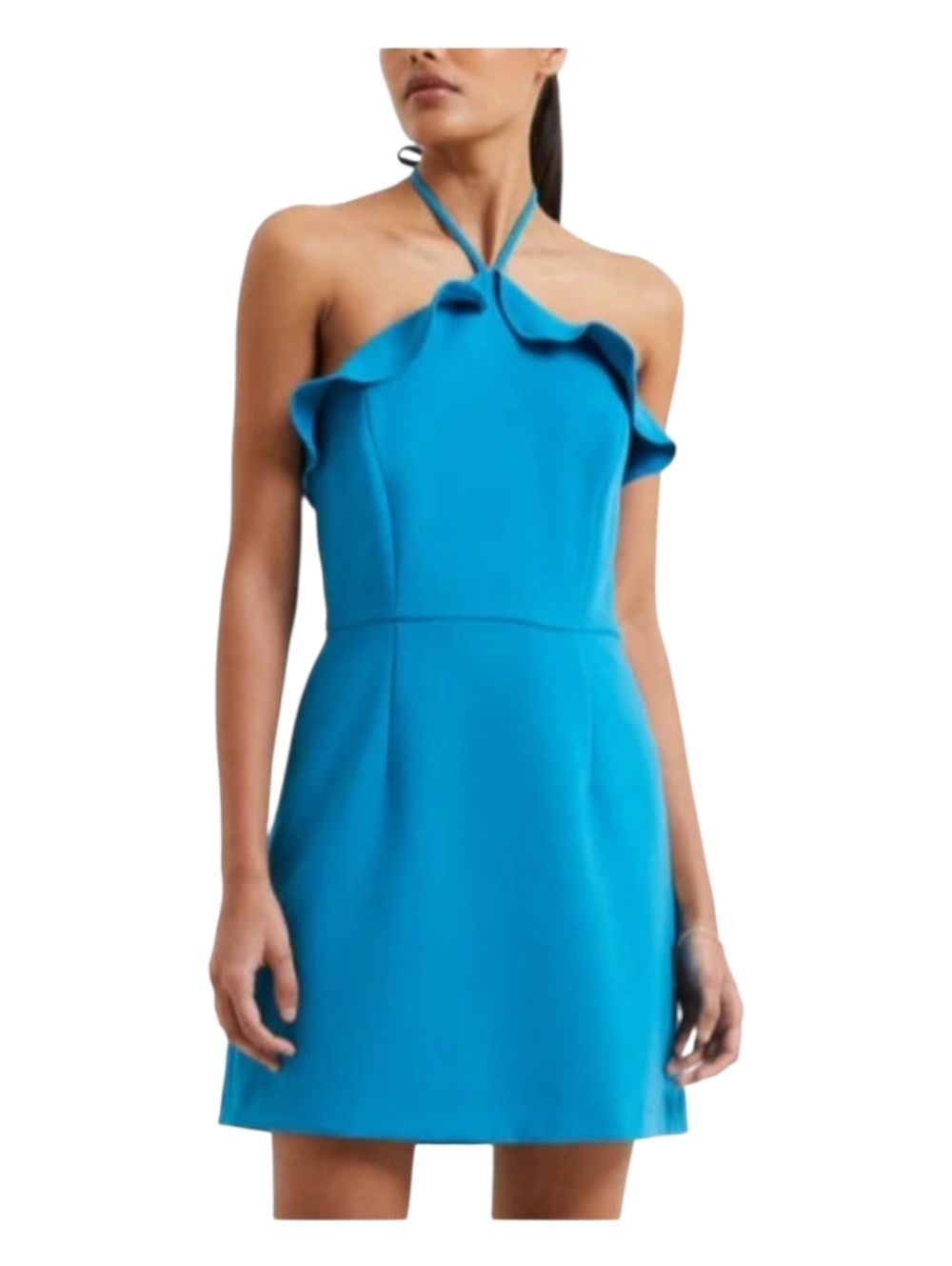 ❤️B2G1 New French Connections Whisper Ruth Ruffle Halter Neck Dress 6